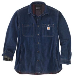 Carhartt Men's Relaxed Fit Denim Fleece-Lined Snap Shirt Jacket
