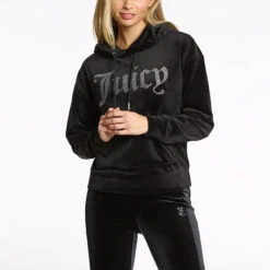 Juicy Couture Women's Oversized Bling Velour Hoodie