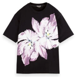 Scotch & Soda Women's Oversized Floral Artwork Organic T-Shirt